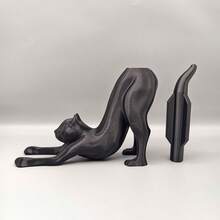 Stretching Cat Toilet Paper Holder, Cute Cat Tissue Paper Rack - The Toilet Paper Shown In The Image Is For Illustration Purposes Only, The Product Does Not Include The Toilet Paper. - Black - View 9