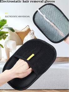 1PC Upgraded Large Pet Static Hair Removal Gloves - Black Polypropylene Cat Beauty Gloves With Yellow Decoration, Efficient Hair Removal For Cats And Dogs, Essential Pet Beauty Tools | Fashionable Pet Accessories | Care Gloves, Pet Beauty Gloves