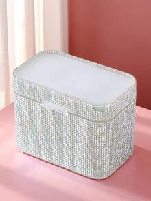 1pc Sequin Decorated Manicure Jewelry Box, Rhinestone Storage Box, Creative Storage Box, Manicure Dust-Proof & Anti-Oxidation, Large Capacity For Manicure Decorations, Recommended By Professional Manicurists, Handmade Sequin Decor, Shining Under Sunlight - Multicolor - View 6