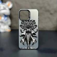 Custodia protettiva opaca nera antiurto per iPhone 16, 15, 14, 13, 12, 11, Mini, Pro, MAX con motivo dell''anime S-Solos Leveling