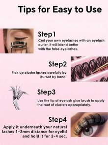 Kit completo de extensión de pestañas DIY: 200 pestañas agrupadas, pestañas individuales reutilizables gruesas y esponjosas con curvatura 80D/60D/40D/30D para maquillaje de ojos en fiestas, escenarios y festivales, racimos de pestañas, pestañas individuales, pestañas postizas