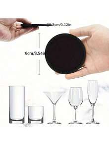 7pcs Black Silicone Cup Coasters, Heat-Resistant Glass Coasters, Beverage, Coffee Table And Bar Furniture Protective Pads And Heat-Resistant Coasters, Coffee Cup Round Coasters, Heat-Resistant Glass Coasters, Desk, Kitchen, Office, Bar Table Protective Pads, Black Coaster Set, Applicable To Any Cup Protection Pads, Father's Day, Thanksgiving, Mother's Day, Party Supplies - Black - View 9