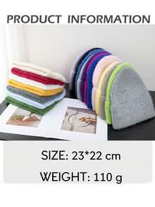 FADZOYLE 1顶纯色针织翻边帽 女款毛绒针织帽 柔软宽松四季秋冬保暖男女通用成人针织帽 大头围提拉脸型保暖舒适 滑雪跑步配件 户外旅行礼物 - 彩色 - 查看 4