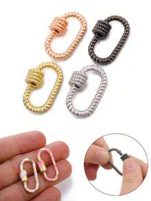 2PCS Sparkling Alloy Oval-Shaped Turnbuckle Keychain,Hemp Rope Style Oval Shaped Carabiner, Metal Screw Oval Keychain Clip, Mini Small Carabiner Alloy Durable Quick Release Spring Clip ,Carabiner Clip Valentines Travel Accessories, Lipstick Cap Keychain, Multi-Functional Accessory Bag Pendant