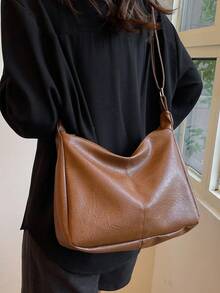 Modische braune weiche PU-Leder Damen Umhängetasche, retroversatile Umhängetasche mit großer Kapazität, geeignet für Schule, Büro, täglichen Arbeitsweg, elegante Handtasche und Reißverschluss-Geldbörse, leichte Lässig Umhängetasche, geeignet als Urlaubsgeschenk