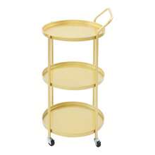 SENDERPICK Rolling Bar Cart Mobile Storage Cart Metal Frame Serving Cart For Kitchen Dining Room - Gold - View 6
