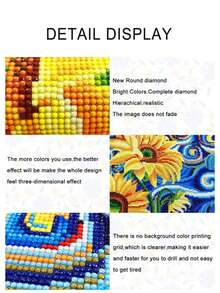 Kit de peinture de diamant 5D, chat noir et fleurs. Broderie de diamant 5D ronde complète pour adultes débutants. Mosaïque de cristal artisanale. Convient pour la décoration murale de la maison. Cadeau de Thanksgiving et de Noël pour la famille et les amis