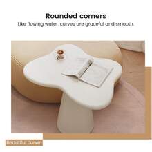 Guyii Cream White Butterfly-Shaped Side Table, Irregular End Table, Modern Sofa Table For Living Room, Bedroom, Easy Assembly - White - View 9