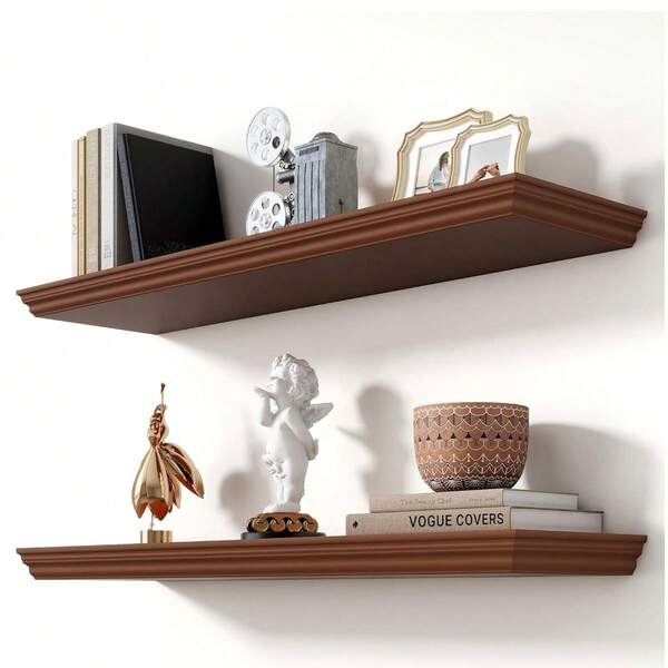 Prateleiras flutuantes modernas de parede, suporte de armazenamento de madeira para sala de estar, banheiro, escritório, quarto, decoração de cozinha - fácil instalação e construção resistente"