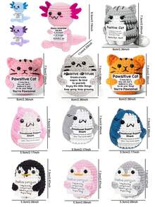 Handmade Penguin Gift, Funny Crocheted Penguin Hanging Decor, Shark, Creative Crocheted Bee/Corn Ring Encouragement Decor, Desktop Decor, With Positive Belief Card, Copper Keychain Hanging Decor, Desktop Decor Potted Flowers, Vegetables, Positive Gift - Animal Series - View 4