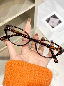 1 Pair Women's Fashionable & Versatile Cat Eye Clear Lens Glasses Frame