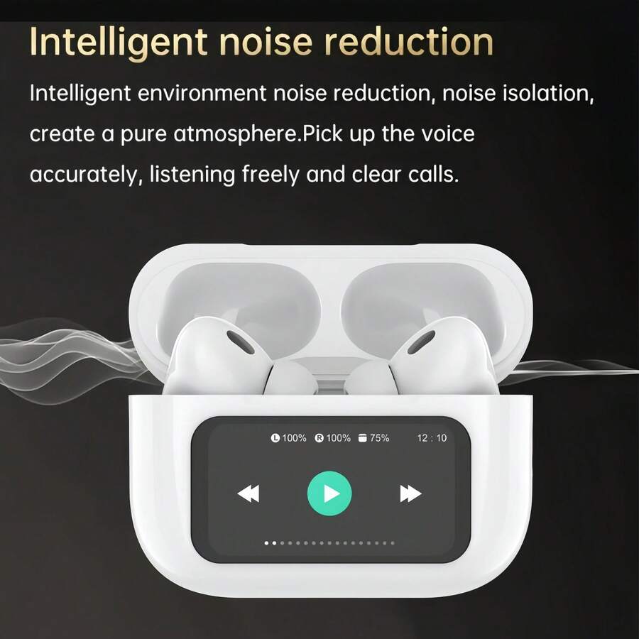 A9 Pro ANC/ENC In-Ear Wireless Earbuds With Long Battery Life Charging Case And Touchscreen Display, Supports Ear Detection, Suitable For Sports And Office Use, Compatible With Android And Apple Devices,Halloween/Christmas Gifts For Friends A9Pro 300mAh