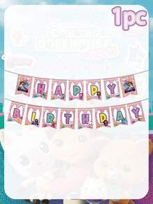 Temática de Gabby's Dollhouse - Vajilla desechable y artículos decorativos para fiestas, platos de papel de 7 pulgadas/9 pulgadas, vasos de papel, pañuelos, manteles, pancartas, adecuados para decoración de fiestas de cumpleaños y lugares de comida, decoración de fiestas y lugares de comida, amigos y familiares que aman la decoración de fiestas y reuniones de Gabby - Multicolor - Ver 6