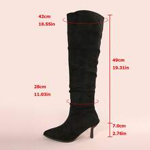2025 New Fashionable Western Pleated Tall Boots For Women, Pointed Toe High Heel Riding Boots, European And American Style - Black - View 10