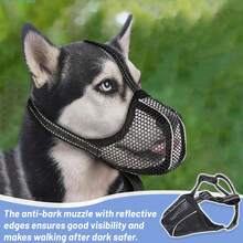 Soft Reflective Dog Muzzle, Suitable For Small To Medium Dogs For Day And Night Walking, Prevents Biting, Scavenging And Chewing, Allows Drinking And Breathing, Matching Size According To Dog Weight Or Mouth Circumference | Fashionable Dog Accessories | Practical Dog Muzzle | Gift For Dogs - Black - View 7