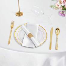 1pc Satin Round Solid Color Tablecloth, Suitable For Wedding Party Dining Banquet - White - View 12