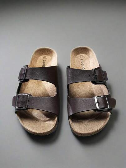 男士居家凉鞋，足弓支撑拖鞋，带可调节扣带和软木鞋垫，室内家居拖鞋，男士尺码 EUR36-48