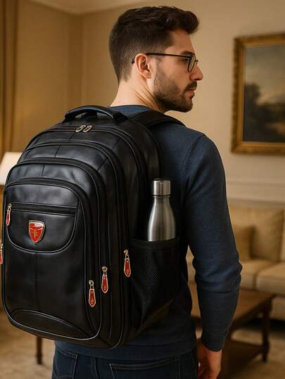 Mochila Bolsa Couro Masculina Notebook Impermeável Reforçada Com CABO USB / Preto Azul Marrom Café material escolar material escola papelaria