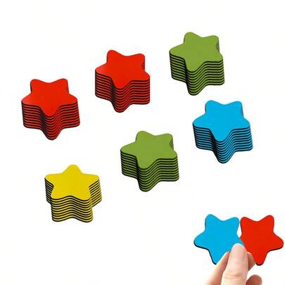 hoojojo 20/80 片星形磁性黑板/白板贴、冰箱贴、4 种颜色、儿童竞赛奖励表磁性贴纸、磁性星星、装饰品、行为激励奖品、留言板磁铁、教师用品、学校必需品、有趣的照片展示配件、圣诞节和万圣节礼物、家庭、办公室、课堂学习互动