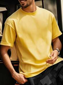 Men's Solid Casual Street Sporty Round Neck Short Sleeve T-Shirt