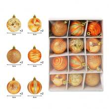 12 piezas Bolas navideñas para decorar el árbol de Navidad, 6cm bolas colgantes irrompibles para decorar el árbol de Navidad. - Amarillo - Ver 2