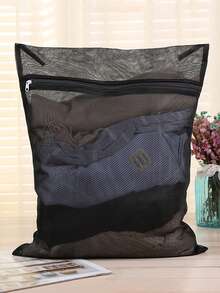 1/3/6个装黑色网眼洗衣袋，洗衣机衣物保护袋，蜂窝状洗衣袋，洗衣机专用洗涤护理袋，内衣裤洗衣袋，拉链洗衣网袋，适用于衣物、衬衫、胸罩、袜子、连裤袜、内衣裤，旅行收纳袋，春季简约风格，夏季上衣 - 黑色 - 查看 6