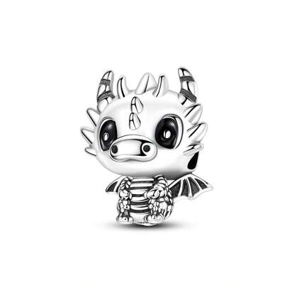 925 Sterling Silver Little Wyvern Beads Flying Dragon Charms For Bracelets Necklaces Fine Jewelry Gift