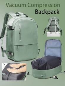 Floless 36升真空压缩旅行笔记本电脑背包，符合飞机随身行李尺寸要求，男女通用，可装14英寸笔记本电脑，防水，大容量周末旅行包，黑色，轻便 - 綠色 - 查看 3