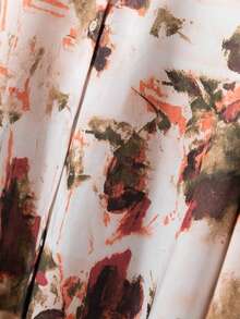 Plus Size Women's Abstract Graffiti Full Body Printed Single Breasted Long Sleeved Shirt, Casual, Elegant Fall Shirt - 彩色 - 查看 9