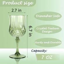 Plastic Wine Glasses,Plastic Goblets Vintage Style Cordial Drinking Glasses For Wedding Reception, Grand Event Party Supplies, Christmas Party Supplies, Family Dinner - 橄欖綠 - 查看 2