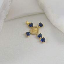 1pc 18K Gold Plated Copper Virgin Mary Cross Micro-Inlaid Rhinestones Pendant, DIY Bracelet, Necklace, Sweater Chain, Key Chain Accessories - Multicolor - View 23