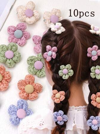 10 Stücke Blumen Spitze Haarclips, eleganter Landhausstil, geeignet für den Alltag oder den Urlaub