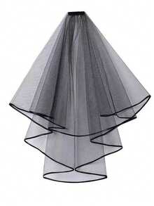 Elegant Double Layer Bridal Veil With Sequin Trim And Comb - Sophisticated Polyester And Spandex Wedding Accessory, Suitable For Brides, Engagements And Special Occasions, Exquisite Design For Elegant Wedding Look