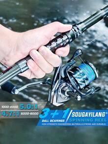 SOUGAYILANG High-Performance Spinning Reel - 6.2:1 Gear Ratio, 3+1 Ball Bearings, Aerospace Aluminum Construction With Anti-Twist & Line Alarm System For Freshwater And Saltwater - Dusty Blue - View 4