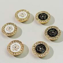 2pcs Round Shirt Button Covers, Elegant Decorative Cufflinks, Rhinestone Rose Decoration. These Exquisite Button Covers Are Suitable For Men's And Women's Shirts And Can Be Worn In Just 3 Seconds. They Are The Perfect Choice For Holiday And Birthday Gifts.