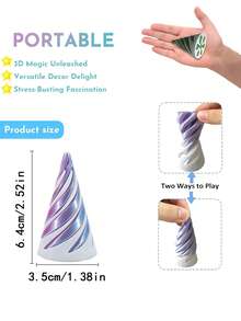 3Pcs Multi-Size Reversible Spiral Cone 3D Printed Anxiety Relief Fidget Toy,Decompression 3D Printed Double-Sided Spiral Cone - Colorful Gradient Structure, 1/2/5/10/20Pcs,Suitable As Halloween And Christmas Gifts, Metal Fiber Structure,Fidget Toys,Fidget,Sensory Toys