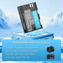EDEKOY LP-E6 Charger For Canon LP-E6N LP-E6 Battery USB Dual Charger For Canon EOS R7, R6 R5 R 5DS 6D 7D 90D 80D 70D 60D 60DA 5D Mark IV 5D Mark III 5D Mark II 6D Mark II 7D Mark II Cameras - 兩個電池帶一個充電器 - 查看 3