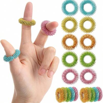 5/10/30PCS Spiky Sensory Rings, 10 Pack, Colorful Stress Relief Fidget Sensory Toys, Fidget Rings, Fidget Ring For Anxiety, Stress Relief Rings, Massager For Fidget ADHD Autism, Sensory Ring
