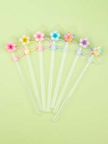 4 PIEZAS/6 PIEZAS/7 PIEZAS Tapas de silicona para sorbetes de 10 mm/0.4 pulgadas, accesorios para taza de 30/40 onzas con asa, funda para sorbete de Love Shack Fancy, tapa de sorbete con forma de flor de huevo para días festivos, tapa reutilizable para sorbete de taza