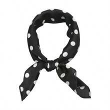 50cm 1950s Vintage Retro Polka Square Scarf Neck Scarves Kerchief Neckerchief - 中+黑色 - 查看 2