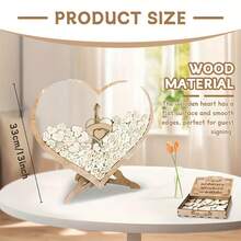 1 طقم كتاب ضيوف بديل للزفاف HYMENEX، كتاب ضيوف لحفل الزفاف، كتاب ضيوف بشعار قلب خشبي، لحفل زفاف أو عيد ميلاد أو ذكرى زواج