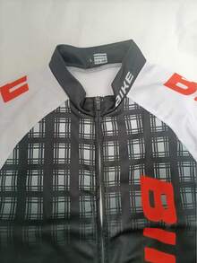 男士专业骑行服 - 几何图案，常规版型短袖衬衫，适合骑行、钓鱼和日常休闲穿着 - 春、夏、秋季户外运动 - 紅白色 - 查看 4