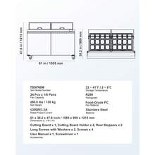 60"W Commercial Refrigerator, 15.4 Cu. Ft Sandwich Prep Refrigerated Table, Mega Top Food Prep Fridge With 24 Pans And Cutting Board, Stainless Steel Salad Prep Cooler For Restaurant, Food Truck - US B Type Plug(110-127V) - View 7