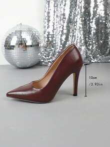 Tacones altos de punta fina, versátiles y con estilo, stilettos de tacón sexy y de fácil puesta - Burdeos - Ver 6