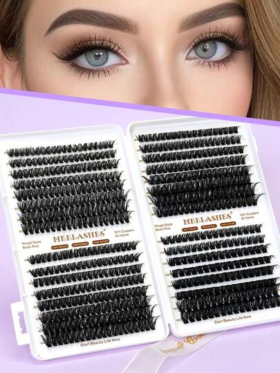 320 pièces Faux cils auto-adhésifs de grande capacité, tailles multiples 50+60+80+100, faciles à appliquer