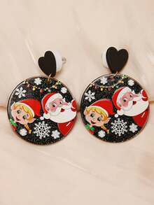 1 Pair Popular Christmas Series Santa Claus Acrylic Earrings