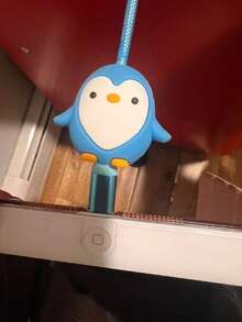 4 sztuki uroczych, przenośnych osłon na kable danych w kształcie pingwina - Niebieski - Zobacz 4