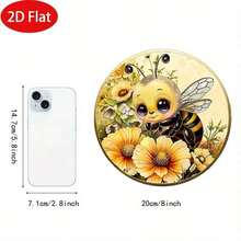 2D Flat, 1pc Spring Bee Round Wooden Hanging Plaque, Bee Theme Wooden Hanging Sign, Wooden Decorative Wreath Plaque, Door Decor, Bedroom Decor, Wall Decor, 2D Flat Wood