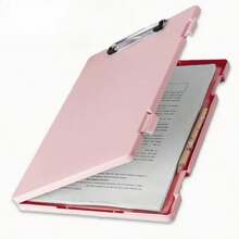 1/2 Folder Storage Box, Available In Multiple Colors, With Built-In Storage Space, Suitable For Storing Test Papers, Files, Sheet Music And Other Materials, Essential For Students And Teachers - Pink - View 6