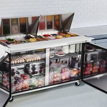 60"W Commercial Refrigerator, 15.4 Cu. Ft Sandwich Prep Refrigerated Table, Mega Top Food Prep Fridge With 24 Pans And Cutting Board, Stainless Steel Salad Prep Cooler For Restaurant, Food Truck - US B Type Plug(110-127V) - View 9